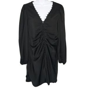 Crescent Goth Witch Medium Black Button Up Long Sleeve Loose Fit Dress